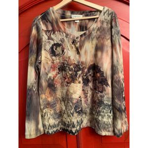 Christopher & Banks XL Fall Cardigan Shirt Floral Highly Embellished PRETTY EUC